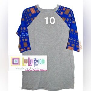 LuLaRoe Kids Sloan Baseball T Shirt - Gray and Blue
